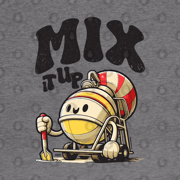 playful cement mixer character by Yopi